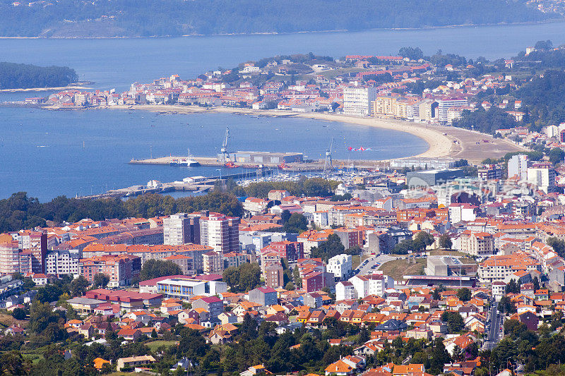 vilagaria de Arousa townscape, Pontevedra省，加利西亚，西班牙。